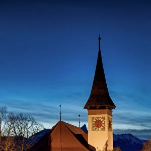Sigriswil Church at Night, Berner Oberland, Switzerland