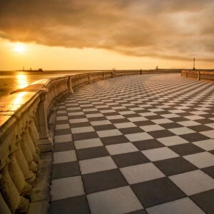 Terrazza Mascagni in Livorno during a cloudy sunset, Tuscany, Italy