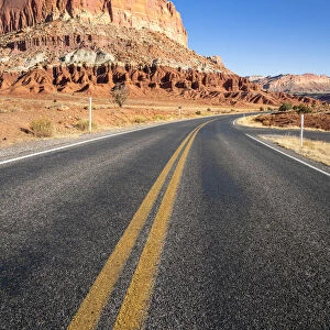 Utah State Route 24 by Whiskey Flat rock formation, Capitol Reef National Park, Utah
