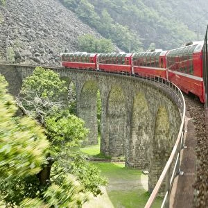 the Bernina Glacier express that goes from Chur in Switzerland to Tirano in Italy