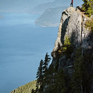 Canada, British Columbia, Vancouver. Hiker takes in the view St. Marks Summit. (MR)
