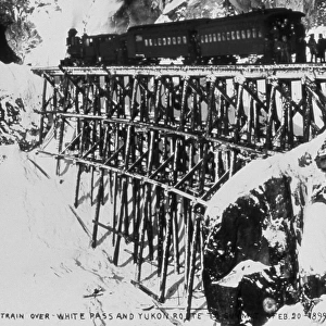 ALASKA: SKAGWAY, 1899. First passenger train over the narrow gauge White Pass