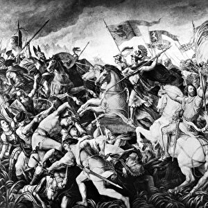 BATTLE ON MARCHFELD, 1278. The battle of Rudolph of Habsburg against Ottokar of