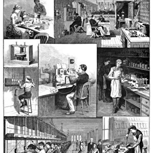 BELL TELEPHONE, 1884. Scenes from American Bell Telephone Company, incorporated in March 1885