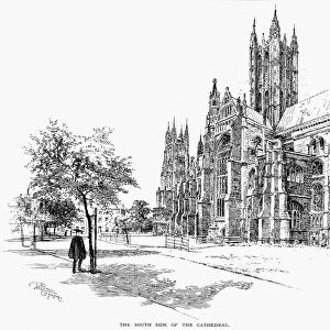 CANTERBURY CATHEDRAL. South side of the Canterbury Cathedral. Line engraving, 1887, after Joseph Pennell