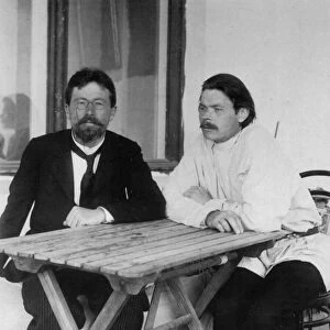 CHEKHOV AND GORKI, 1900. Anton Pavlovich Chekhov (1860-1904), Russian writer, at