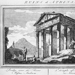 GREECE: RUINS OF ATHENS. The Temple of Augustus in Pula. Copper engraving, 18th century