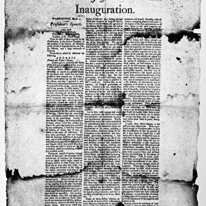 JEFFERSON: INAUGURATION. Broadside of the inaugural speech made by President Thomas Jefferson, 4 March 1801