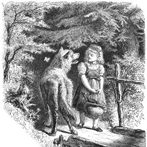 LITTLE RED RIDING HOOD. Wood engraving for a 19th century German edition of the fairy tale by the Brothers Grimm