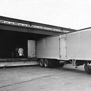LOADING DOCK, 1967. Truck at the loading dock of Hunts Point Market in the Bronx, New York City