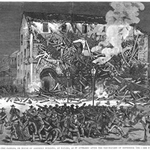PANAMA EARTHQUAKE, 1882. Earthquake at Panama, 7 September 1882: contemporary American line engraving