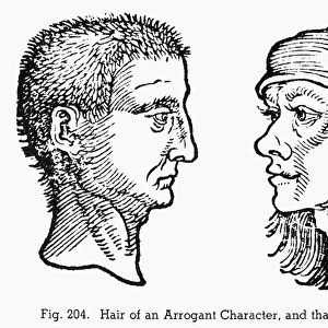 PHYSIOGNOMY, 1533. Hair of an arrogant character (left), and that of a weak character