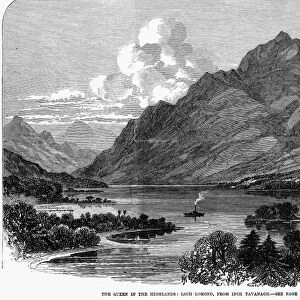 SCOTLAND: LOCH LOMOND. View of Loch Lomond in the Scottish Highlands. Wood engraving, English, 1869