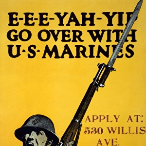 WWI: POSTER, 1917. E-E-E-Yah-Yip Go over with U. S. Marines. Lithograph by Charles Buckley Falls