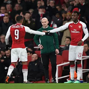 Alexandre Lacazette and Danny Welbeck: A High-Fiving Moment from Arsenal's Europa League Quarterfinal against CSKA Moscow