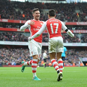 Alexis Sanchez and Olivier Giroud Celebrate Arsenal's Second Goal vs Stoke City (2014-15)
