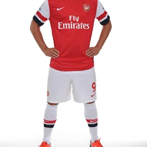 Arsenal 2013-14 Squad: Lukas Podolski at the Team Photocall
