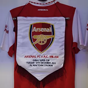 Arsenal FC: Pre-Match Preparations - Odegard's Shirt, Armband, and Pennant in Arsenal Changing Room (Arsenal vs AC Milan 2022-23)
