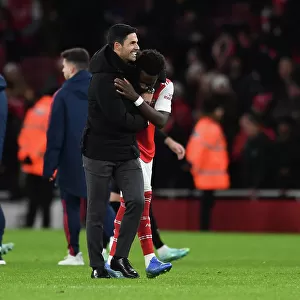 Arsenal's Mikel Arteta and Bukayo Saka Celebrate Victory over West Ham United