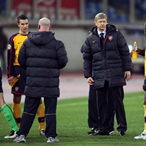 Arsene Wenger the Arsenal Manager with his players