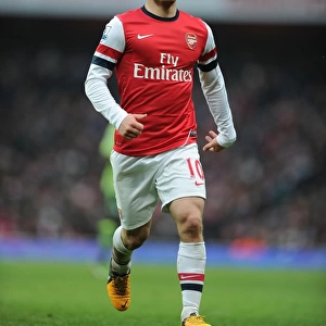 Jack Wilshere: Arsenal Midfielder in Action against Aston Villa, Premier League 2012-13