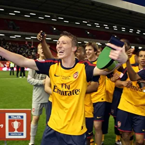 Luke Ayling (Arsenal) with the youth cup trophy
