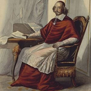France, Paris, portrait of Cardinal Jules Mazarin an Italian clergyman, politician, diplomat and chief minister of France