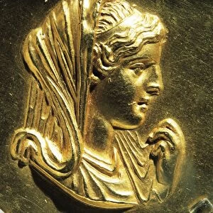 Gold medallion depicting Olympias, wife of king of Macedonia, Philip II, mother of Alexander the Great