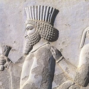 Iran, Persepolis, Reception Hall Apadana, relief of Mede and Persian dignitaries