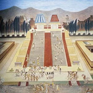 Reconstruction of consecration ceremony of the Templo Mayor (Great Temple) in the main square of Tenochtitlan