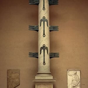 Roman civilization, column with Ship bows erected in honor of Gaius Duilius for naval victory of Milazzo (First Punic War)