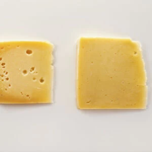Slices of Graviera and Kaseri, typical cheeses from Greece