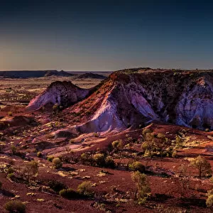 The Colourful and dramatic hill formations of the Breakaways, near Coober Pedy, in South Australia