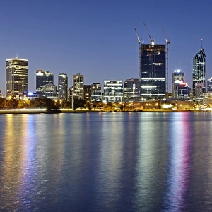 Skyline of the business district of Perth with Swan River