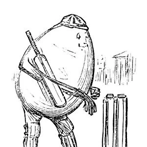 British London satire caricatures comics cartoon illustrations: Egg playing cricket