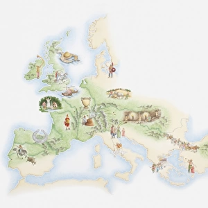 Illustrated map of population of Celts across Iron Age Europe