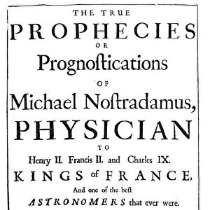 NOSTRADAMUS - TITLEPAGE The True Prophecies or Prognostications of Michael Nostradamus