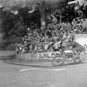 TT races on the Isle Of Man, Great Britain. Jimmy Guthrie on his Norton motorbike
