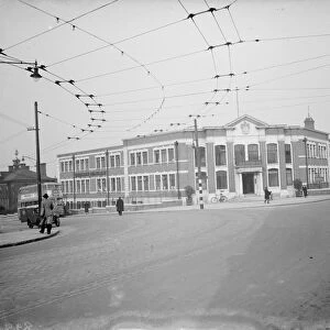 A view of the Erith Council offices with the trolley bus wires seen overhead