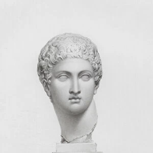Ancient Greco-Roman marble sculpture of a youth (engraving)