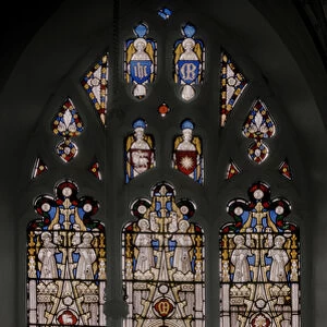 Apse window with St. John The Baptist, Virgin & Child, and St