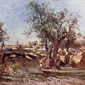 Bedouin Encampment outside the North Wall of Jerusalem (colour litho)