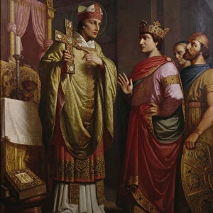 Bishop Bernward shows Emperor Otto III his Cross (oil on canvas)