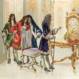 Christiaan Huygens presenting the pendulum clock to Louis XIV