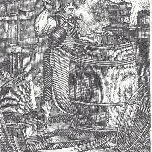 Cooper making barrel (engraving)