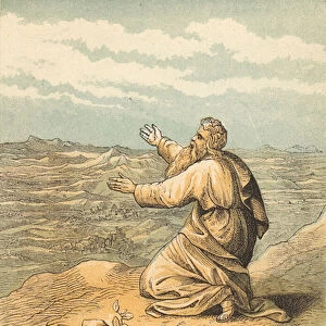 The Death of Moses (coloured engraving)