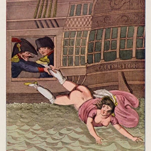 The despair of Madame Bertrand, 1815 (coloured engraving)
