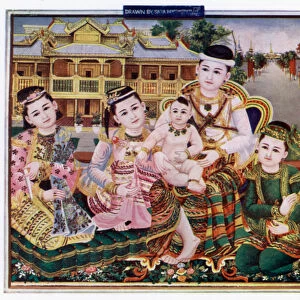 "Domestic Felicity"(from a Burmese Painting) (colour litho)