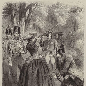 The Empress Eugenie, Pheasant Shooting at Compiegne (engraving)