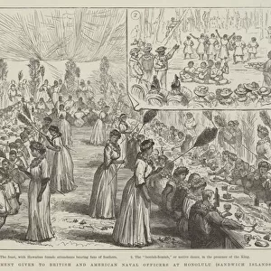 Entertainment given to British and American Naval Officers at Honolulu (Sandwich Islands) (engraving)